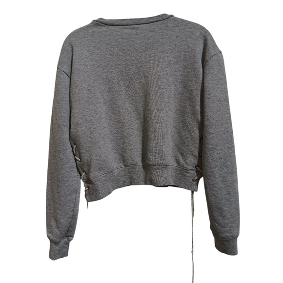 Ragdoll! Edgy Side Laced Sweatshirt with Embrodierd Stich Detail Well Made C/P - Picture 8 of 14